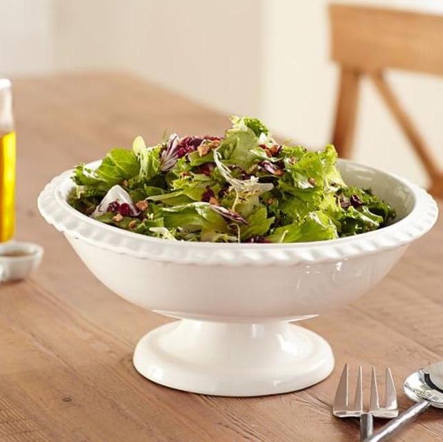 Napoli Handcrafted Ceramic Footed Serve Bowl, White