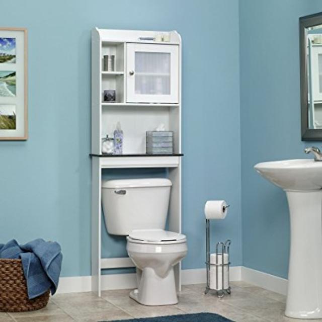 Sauder Caraway Etagere Bath Cabinet, Soft White Finish