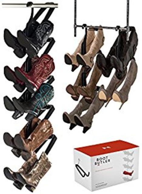 Boot Butler Boot Rack - Reclaim Your Closet & Extend The Life of Your Boots - Easy to Assemble & Built to Last - 5-Pair Organizer & Shaper - Fits Most Closet & Boot Sizes, Black/Chrome BB101-5H4LBLCH