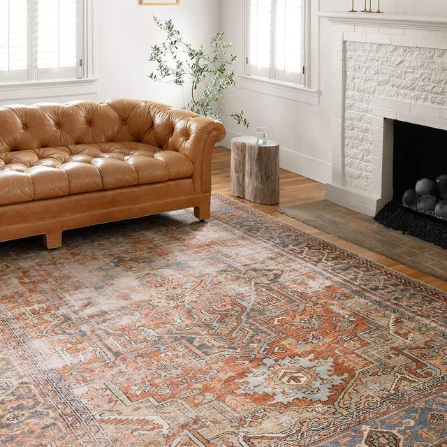 Skye Oriental Area Rug in Terracotta/Blue/White/Ivory