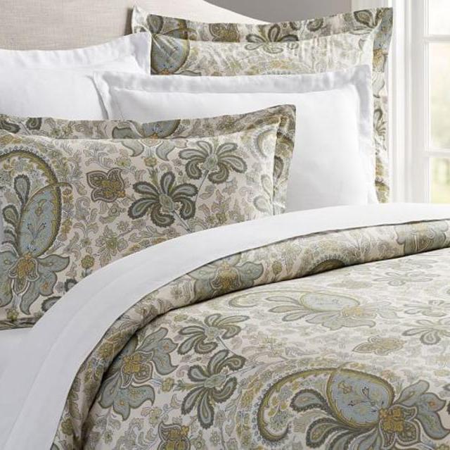 Charlie Paisley Organic Duvet Cover & Sham - Blue
