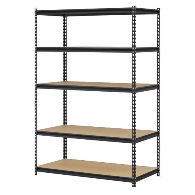 Edsal Black Steel Storage Rack, 5 Adjustable Shelves, 4000 lb. Capacity, 72" Height x 48" Width x 18" Depth