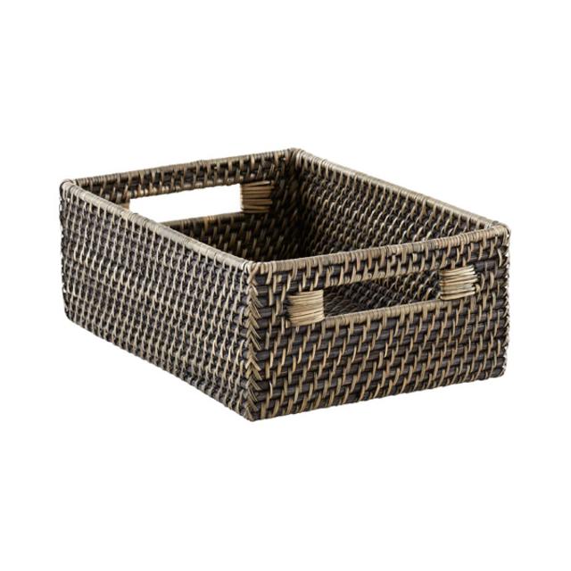 Blackwash Rattan Bins (Medium Size)