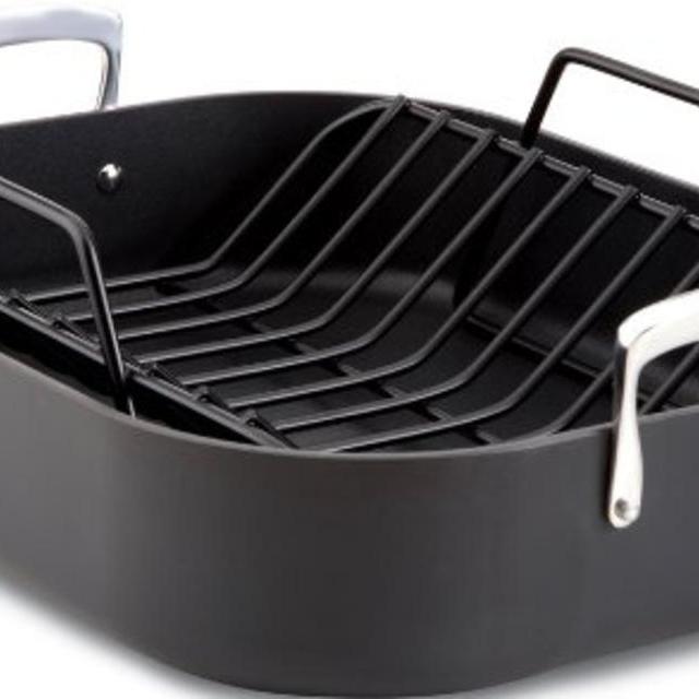 All-Clad Hard Anodized 16-Inch x 13-Inch Large Roasting Pan with Nonstick Rack / Cookware, Black