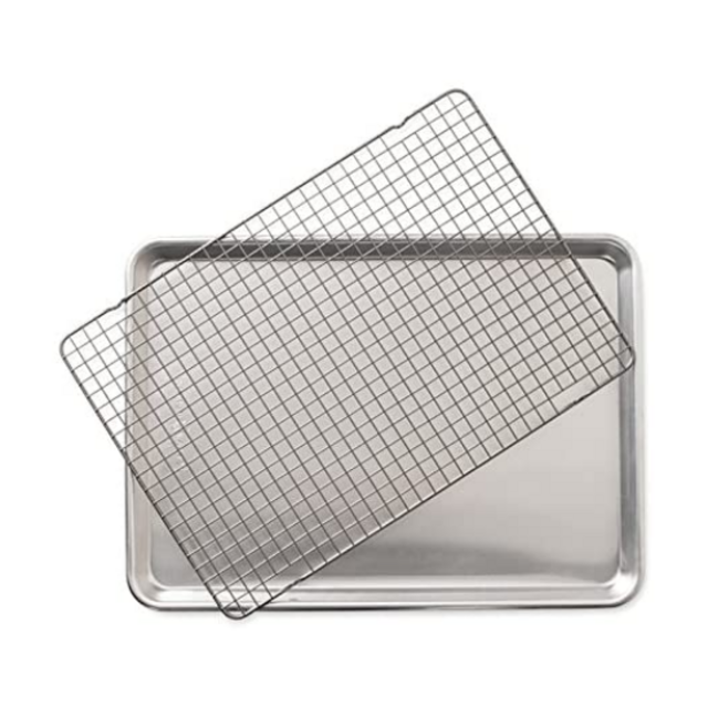 Nordic Ware Half Sheet with Oven Safe Nonstick Grid, 2 Piece Set, Natural