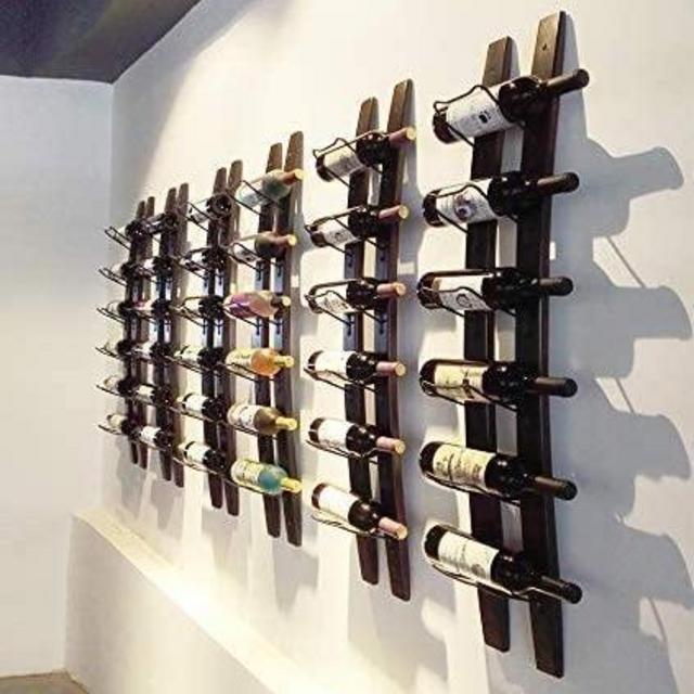 Rustic Barrel Stave Hanging Wooden Wall-Mounted Wine Rack