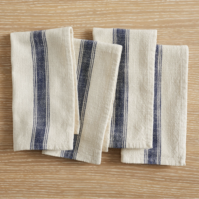 French Striped Organic Cotton Napkins (Set of 4)