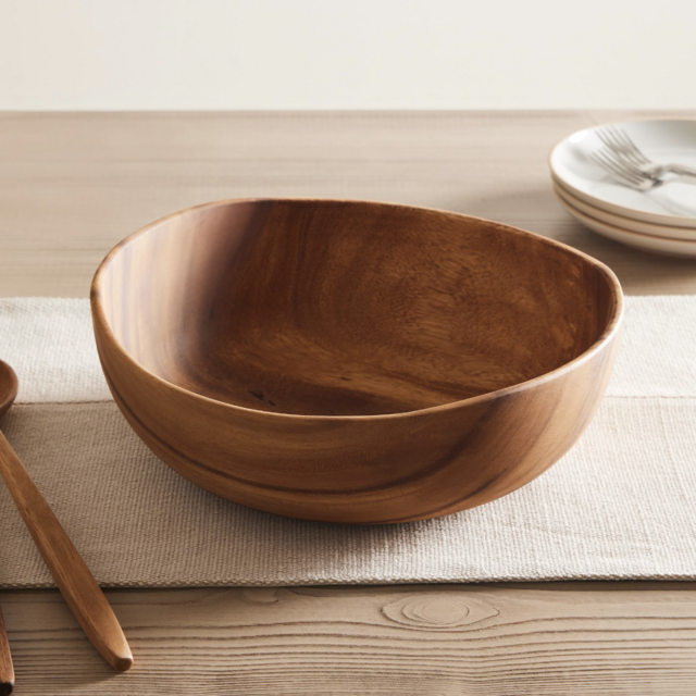 Organic Shaped Wood Salad Bowl