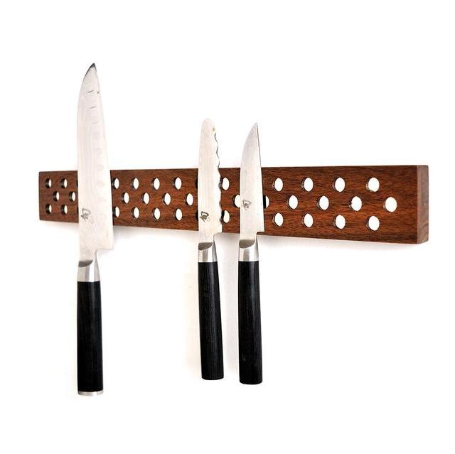 Magnetic Wooden Knife Bar Holder Strip Walnut 24 Inch