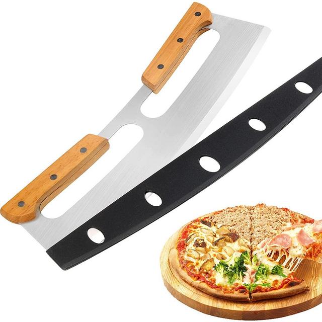 Pizza Cutter Rocker with Wooden Handles