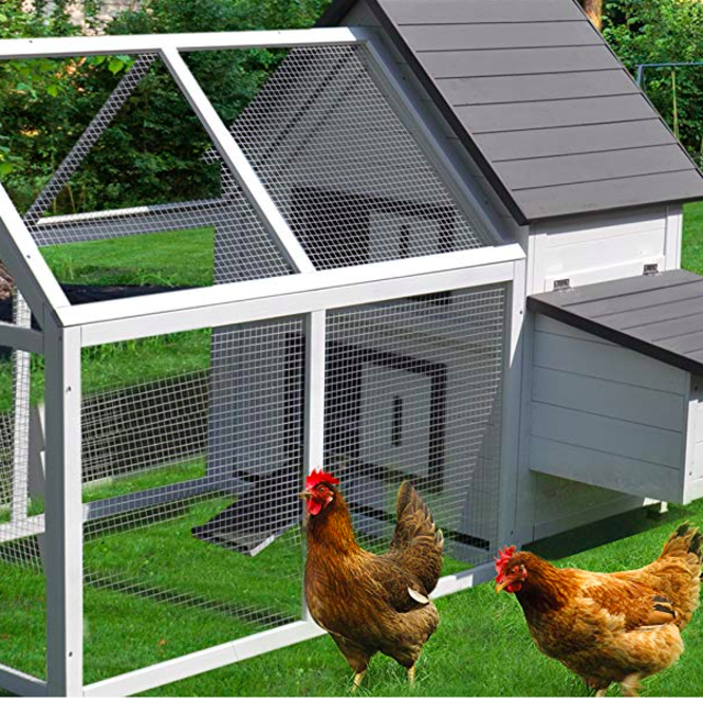 PawHut 48” Wood Outdoor Chicken Coop House with Nesting Box, Ramp, Run, and Ladder
