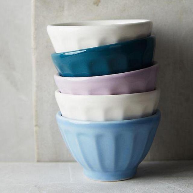 Assorted Blue Motif Mini Latte Bowls, Set of 6
