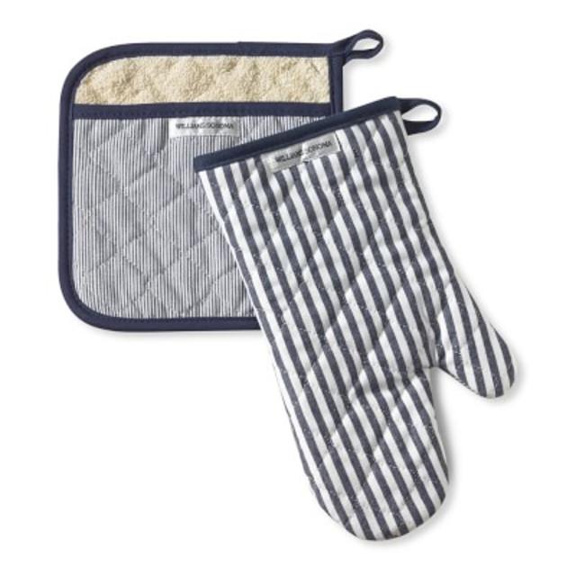 Williams Sonoma Bay Stripe Mitt & Potholder Set, Navy