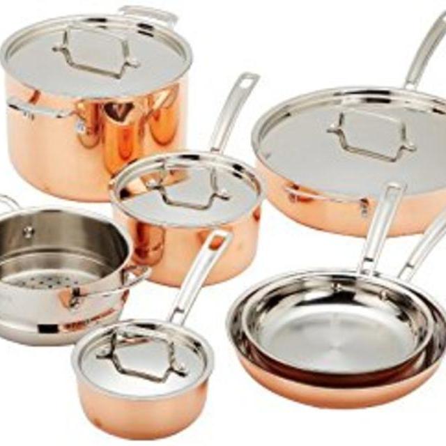 Cuisinart CTP-11AM Copper Tri-Ply Stainless Steel 11-Piece Cookware Set