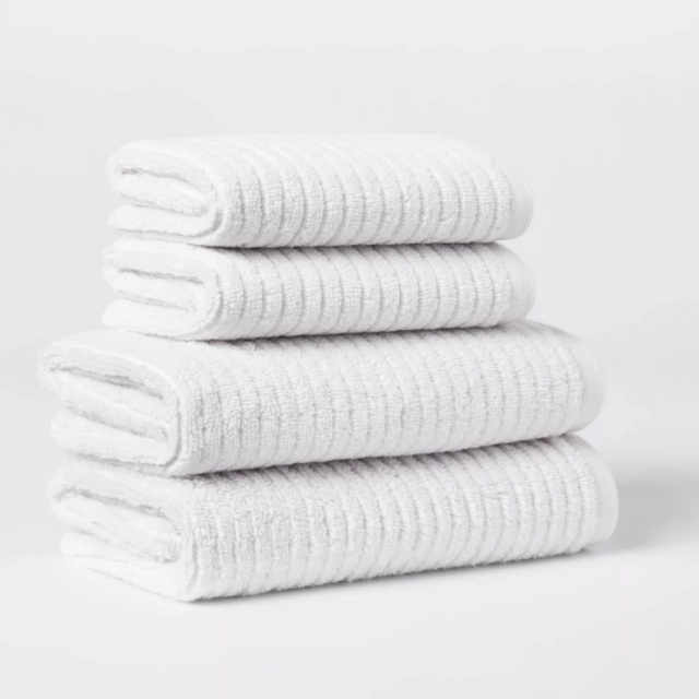 LIGHT GRAY; Quick Dry Ribbed Bath Towel Set - Threshold™
