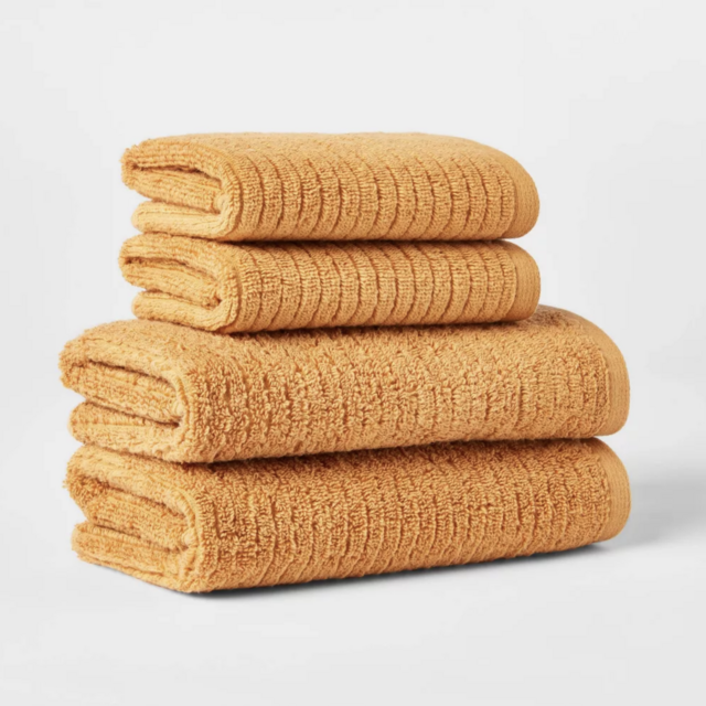 GOLD; Quick Dry Ribbed Bath Towel Set - Threshold™