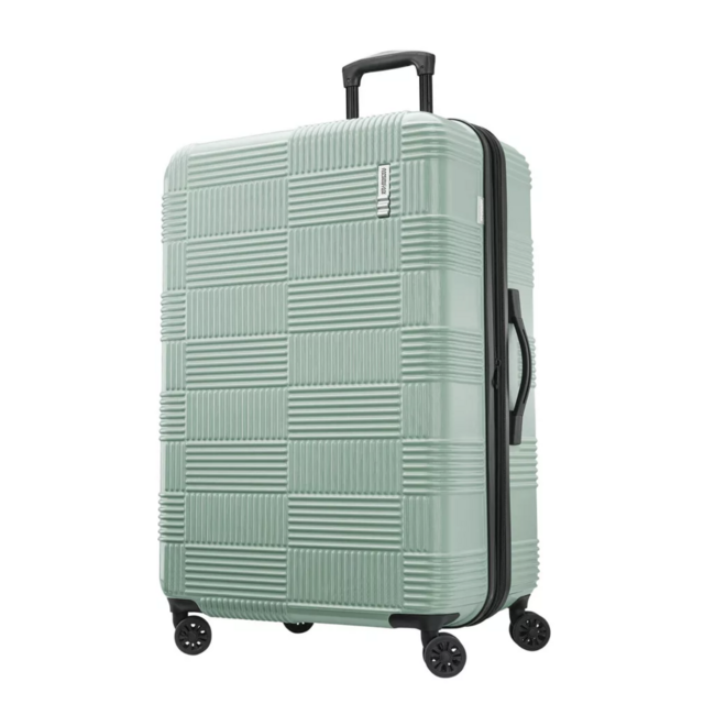 SAGE GREEN; American Tourister NXT Checkered Hardside Carry On Spinner Suitcase