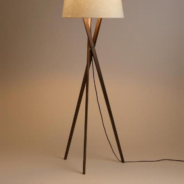 Walnut Wood Tripod Austin Floor Lamp Base