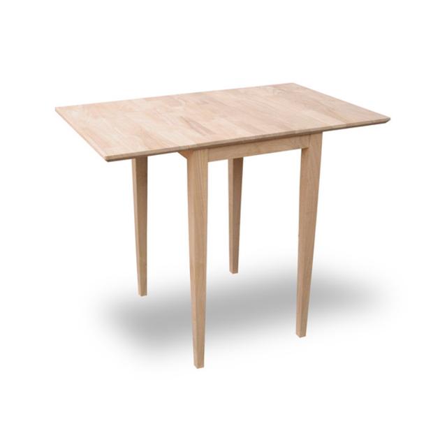 Small Unfinished Rectangular Drop-leaf Shaker-style Dining Table