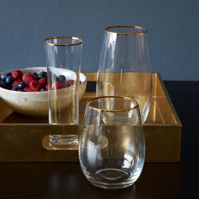 Stemless Glassware - Gold Rimmed (Set of 4)