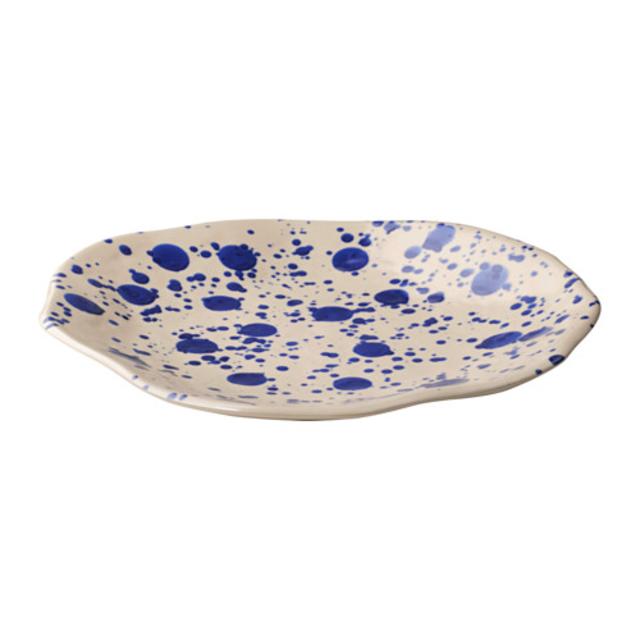 JASSA Dinner Plate, off-white, blue