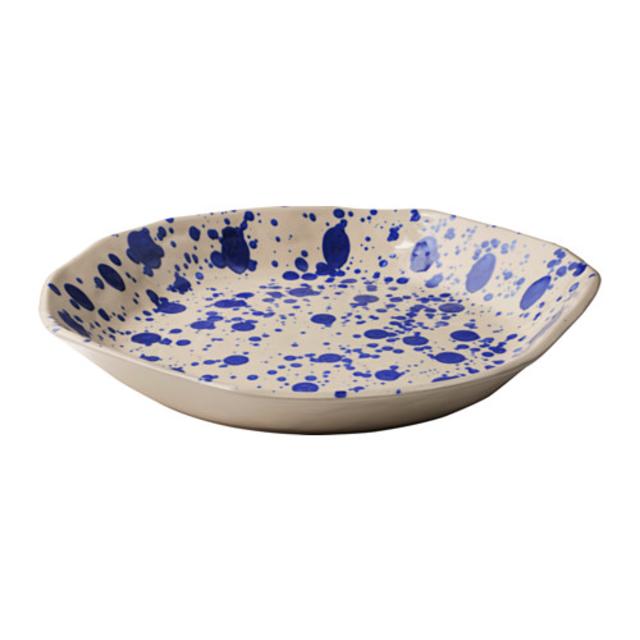 JASSA Serving plate, off-white, blue