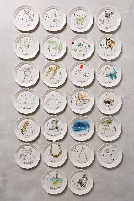 Calligrapher Monogram Canape Plates | Anthropologie