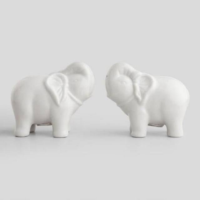 Elephant Salt & Pepper Shaker - White
