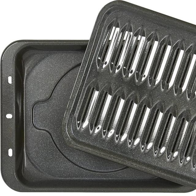 Large Broiler Pan and Rack, 12-3/4 x 16-1/2-Inch, Black