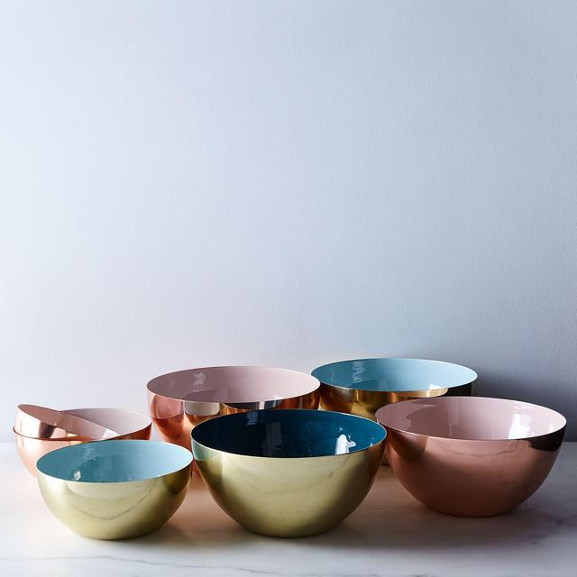 Copper, Brass, and Enamel Colored Louise Bowls