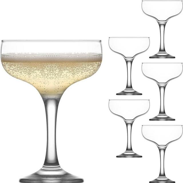 lav Coupe Cocktail Glasses Sets - Champagne Coupe Glasses with Colored and Cleared Rims 8 oz Set of 6- Manhattan & Martini Glasses for Cocktails, Mothers Day Gifts - Made in Europe