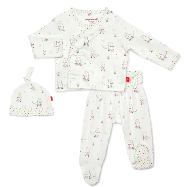 welcome baby organic cotton magnetic kimono set
