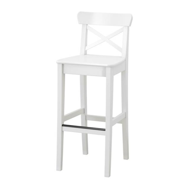INGOLF Bar stool with backrest, white