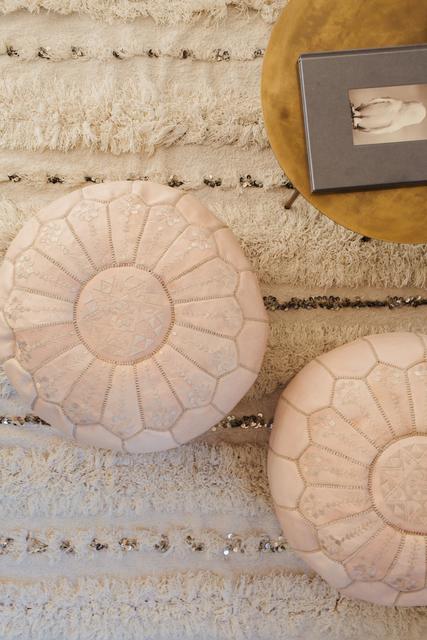 Leather Pouf / Blush