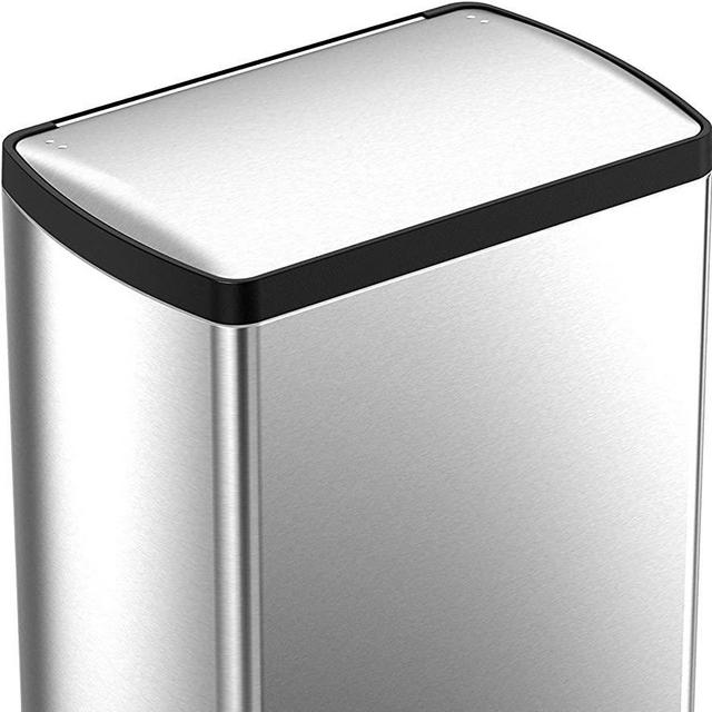 simplehuman 38 Liter / 10 Gallon Stainless Steel Rectangular Kitchen Step Trash Can, Brushed Stainless Steel