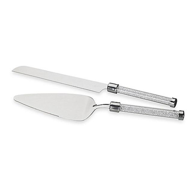 Oleg Cassini Crystal Diamond Cake Knife & Server Set