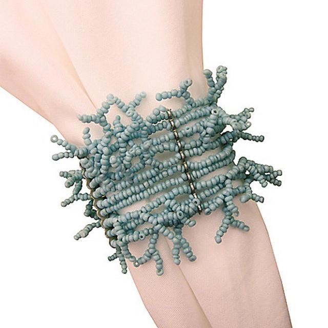 Coral Reef Beaded Napkin Ring in Blue