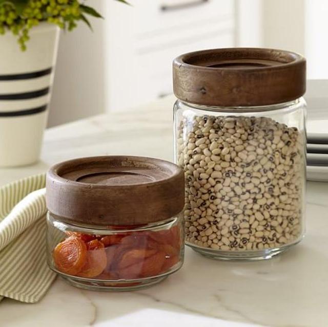 Paddle Wood & Glass Food Canisters