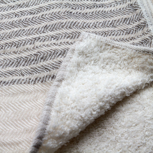 Flax Towel Bath Navy Ivory