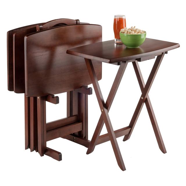 Winsome Walnut 5-Piece Curved Rectangular TV Tray Set
