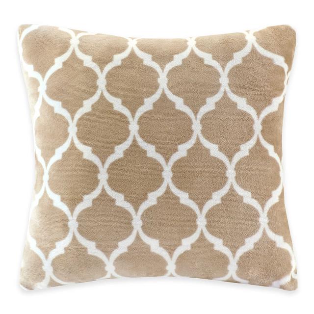Madison Park Ogee Reversible Square Throw Pillow in Tan