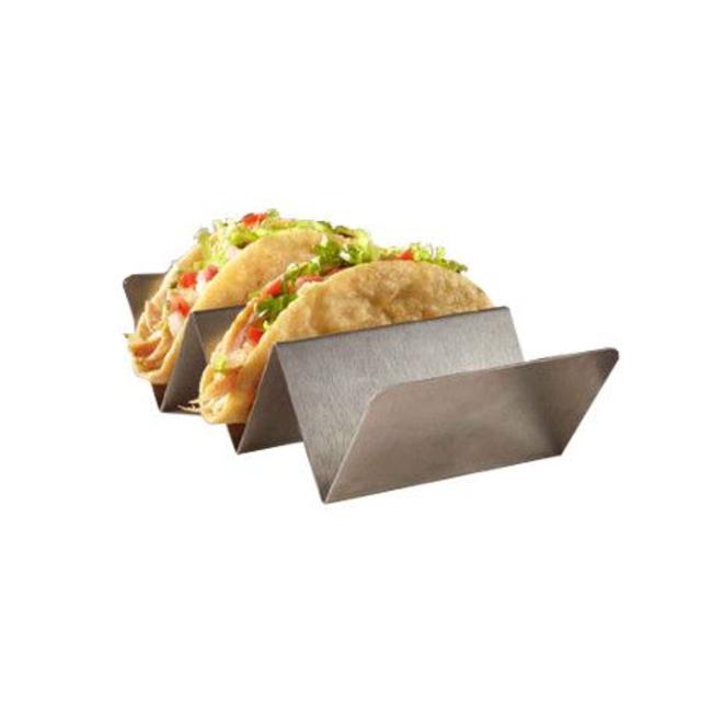 American Metalcraft TSH3 2 or 3 Compartment Brushed Stainless Steel Taco Holder
