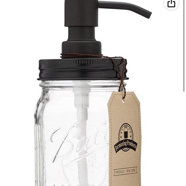 Jarmazing Products Mason Jar Soap Dispenser - Black - with 16 Ounce Ball Mason Jar - Made from Rust Proof Stainless Steel