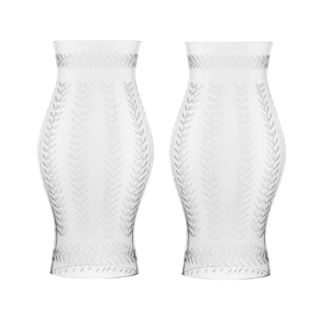 Vertical Leaf Etched Glass Hurricane