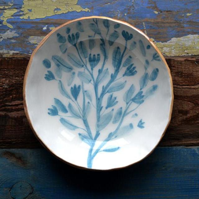 Floral Bowl, Big Bowl, Ceramic Breakfast bowl, flowers on a plate