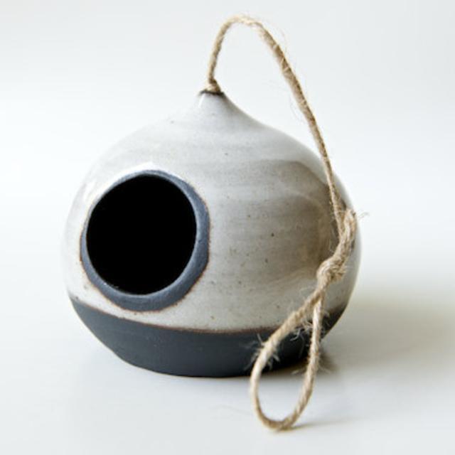 Ceramic Birdhouse Indoor Planter Bird House Modern Birdhouse Hanging Planter Black Gift for Him Gift for Mom Gift for Boyfriend Gardening