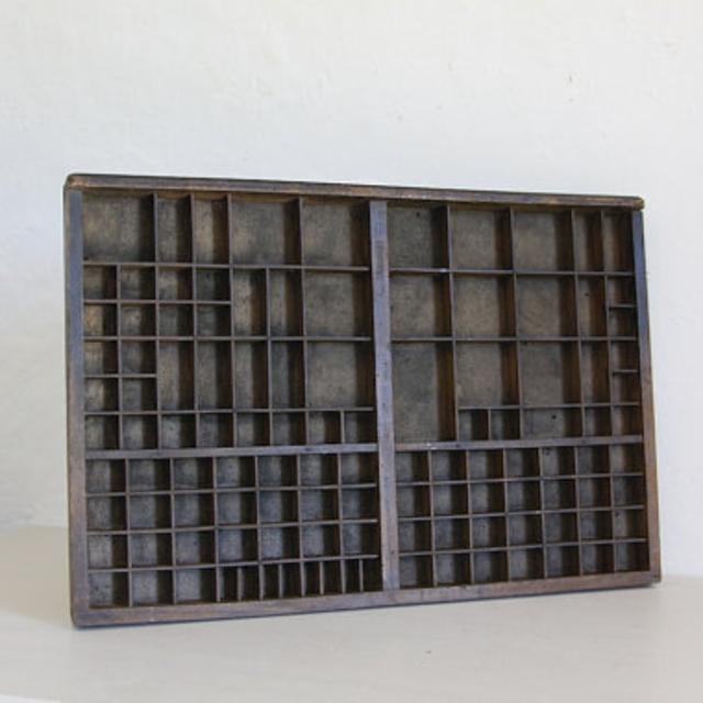 Antique French Letter Press Printer's Tray.  Letterpress drawer, Wooden Printers Tray.  Large, Industrial Loft Decor.