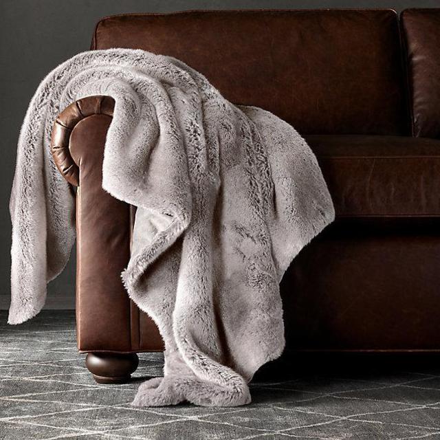 Luxe Faux Fur Throw, Chinchilla, 60x80