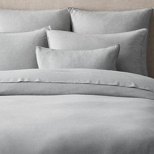 Heathered Cotton-Cashmere Duvet Cover - Heathered Grey, Cal King