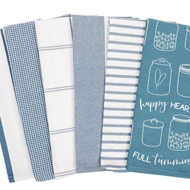 KAF Home Ayesha Kitchen Dish Towel Set of 6, 100-Percent Cotton, 18 x 28-inch (Happy Hearts)